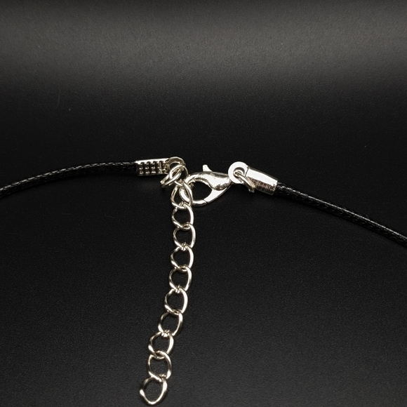 BLACK Wooden Carved Bird Pendant with Beaded Accents on Black Cord Necklace - Picture 4 of 5